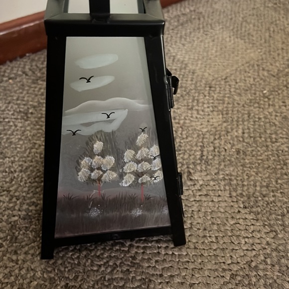 Artisan Hand painted glass and metal lighthouse candle holder lantern decor - Picture 7 of 14